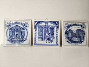Royal Delft 17th Century Apotheek Apothecary Tiles No Box - EUC - LOT OF 3 Rare